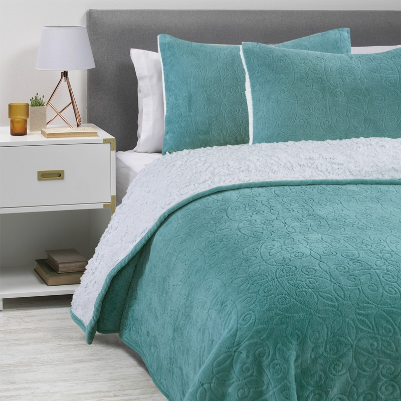 CUBRECAMA CORAL SHERPA KING TURQUESA - 1