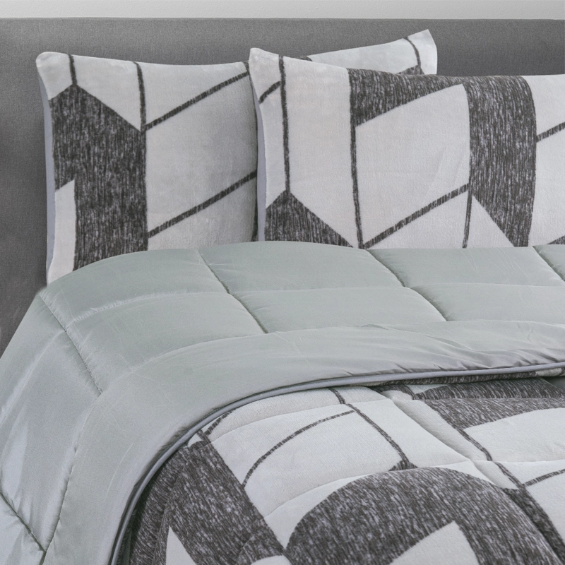 PLUMON CORAL ESTAMPADO KING GRIS - 1