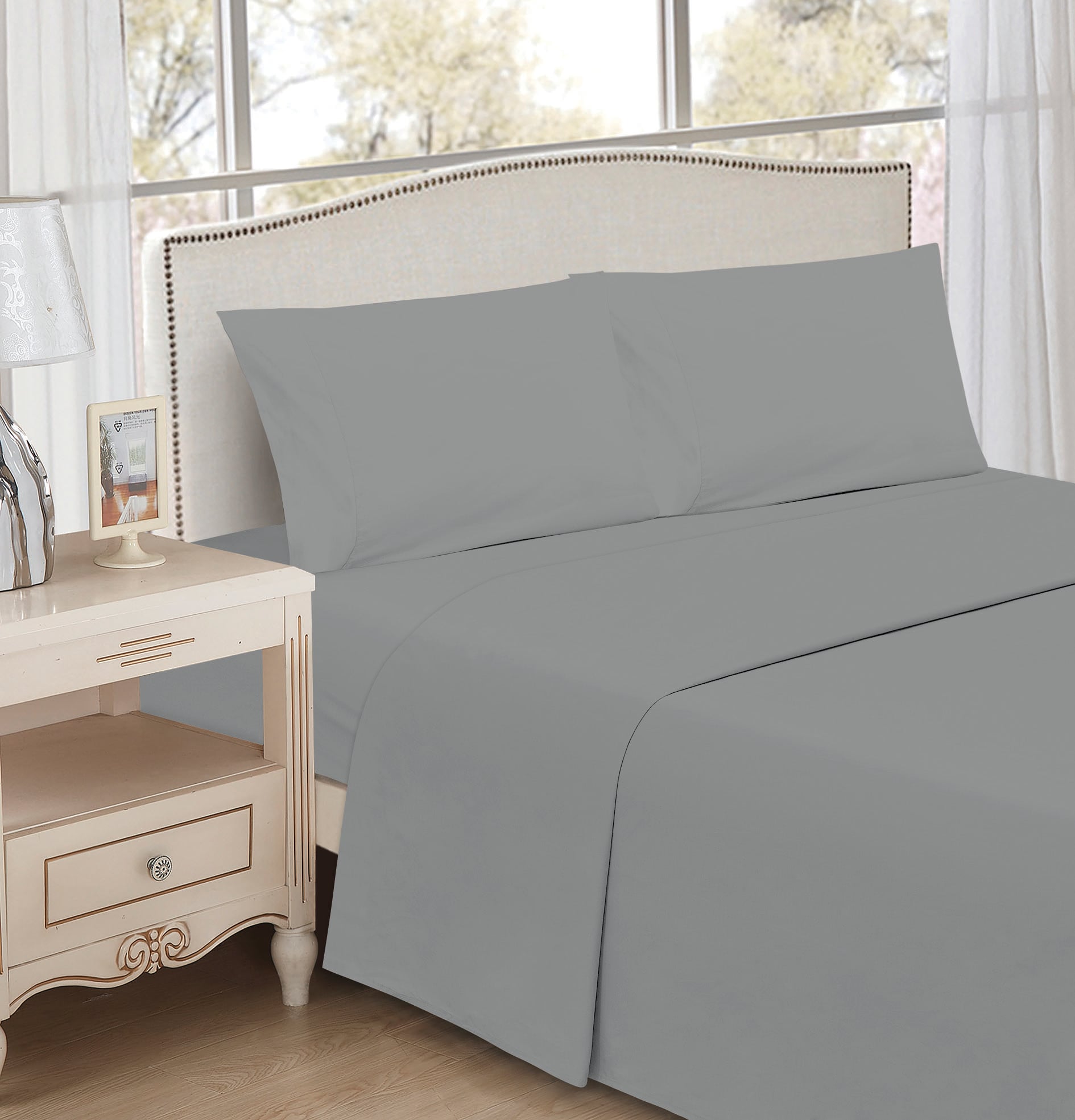 JUEGO DE SABANAS GRIS LISAS KING - 1