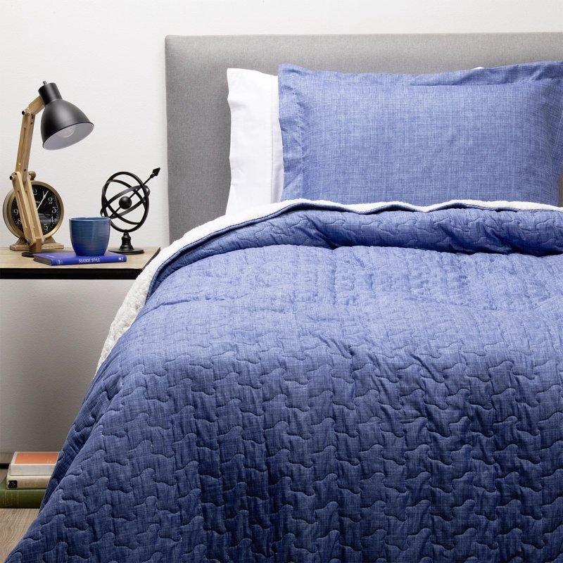 CUBRECAMA SHERPA ESTAMPADO SINGLE - AZUL - 2