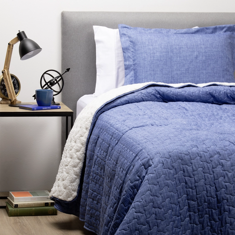 CUBRECAMA SHERPA ESTAMPADO SINGLE - AZUL - 3