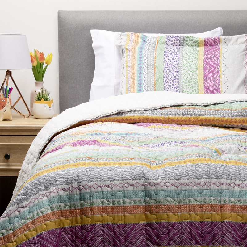 CUBRECAMA SHERPA ESTAMPADO SINGLE - DAMASCO - 3