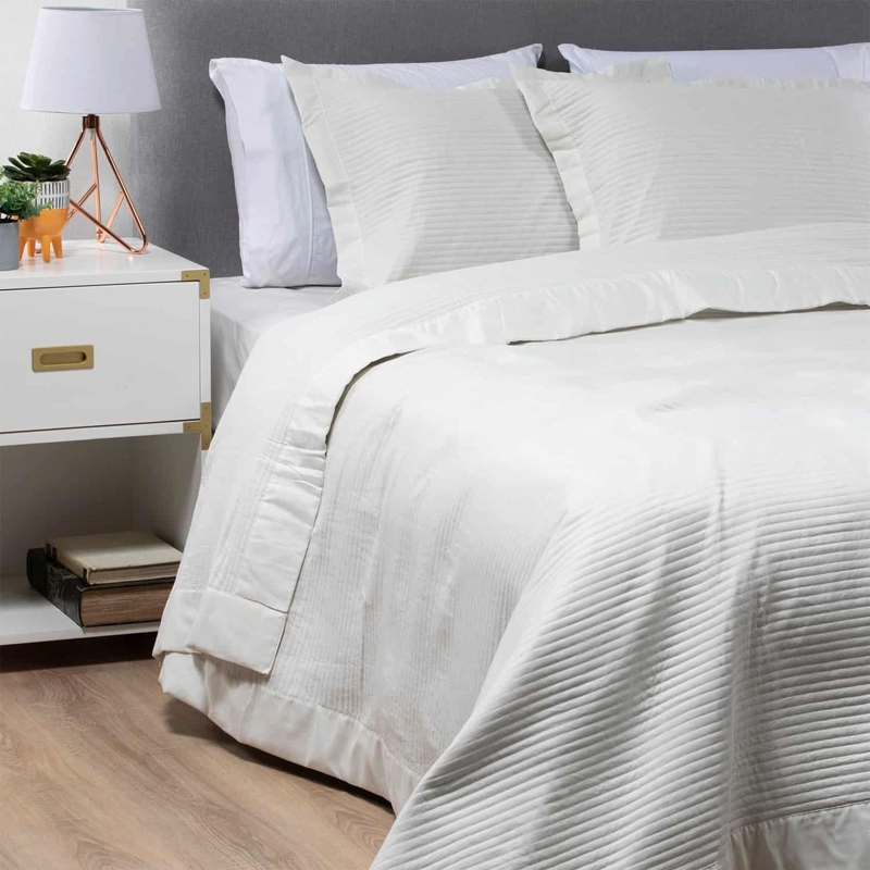 CUBRECAMA BORDADO PREMIUM PREWASH LINEAS - 8