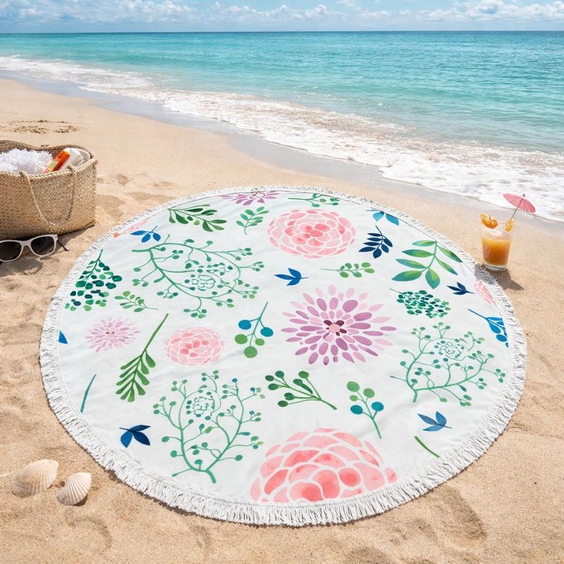 TOALLA REDONDA MANDALA ROSADO - 1