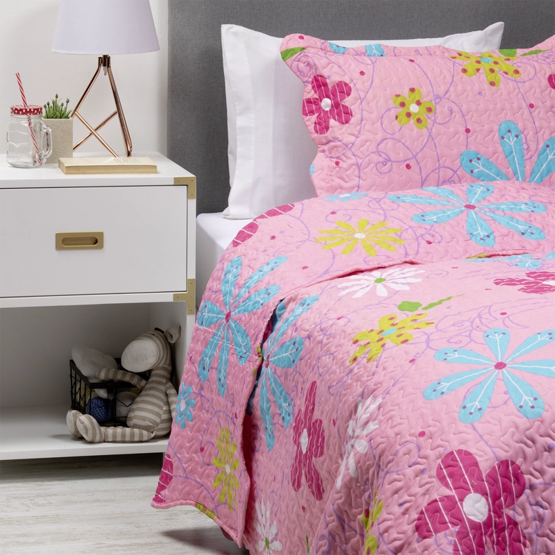 CUBRECAMA ESTAMPADO 1.5 PLAZAS ROSADO - 2