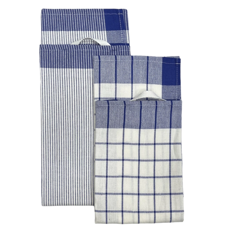 SET DE 3 PAÑOS DE COCINA TEJIDO 100%ALGODON AZUL - 1