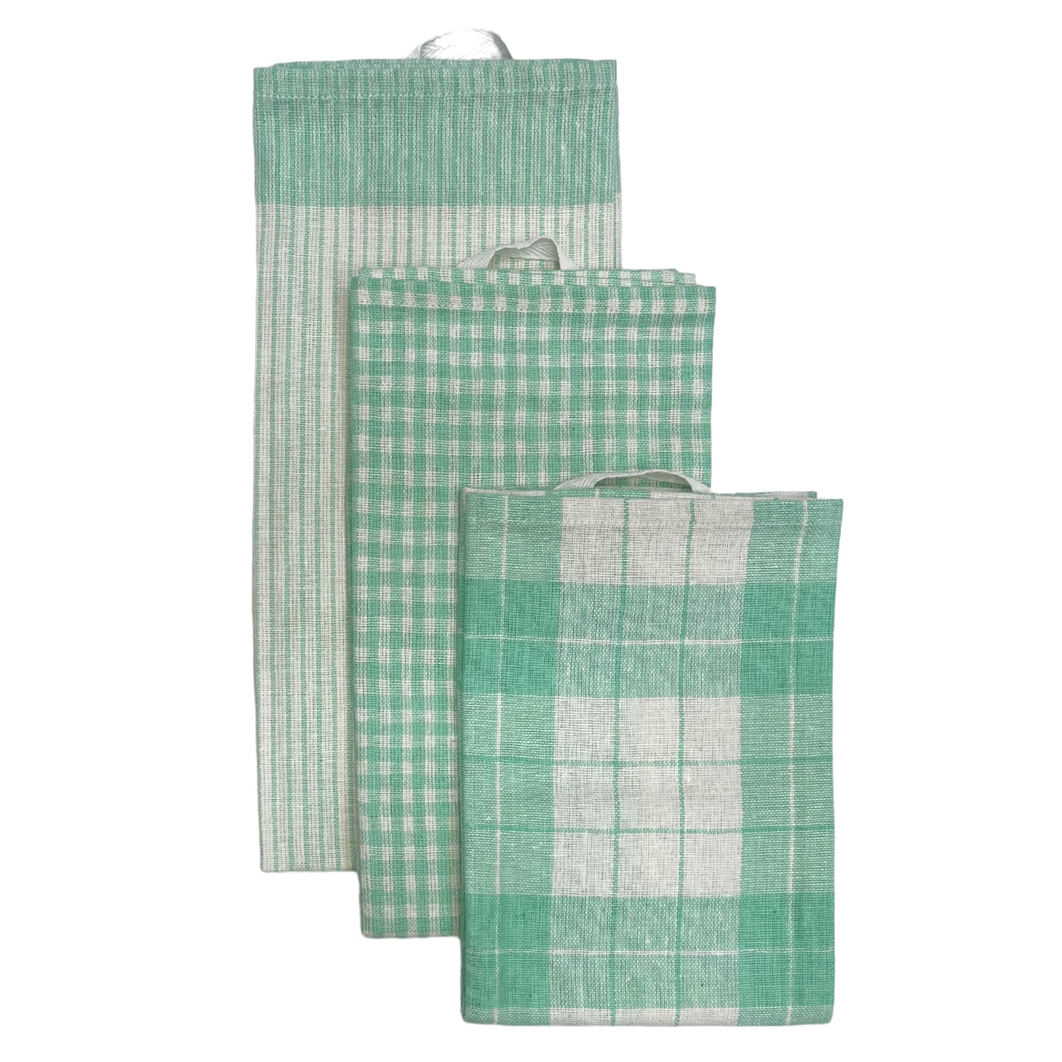 SET DE 3 PAÑOS DE COCINA 100%ALGODON VERDE - 1