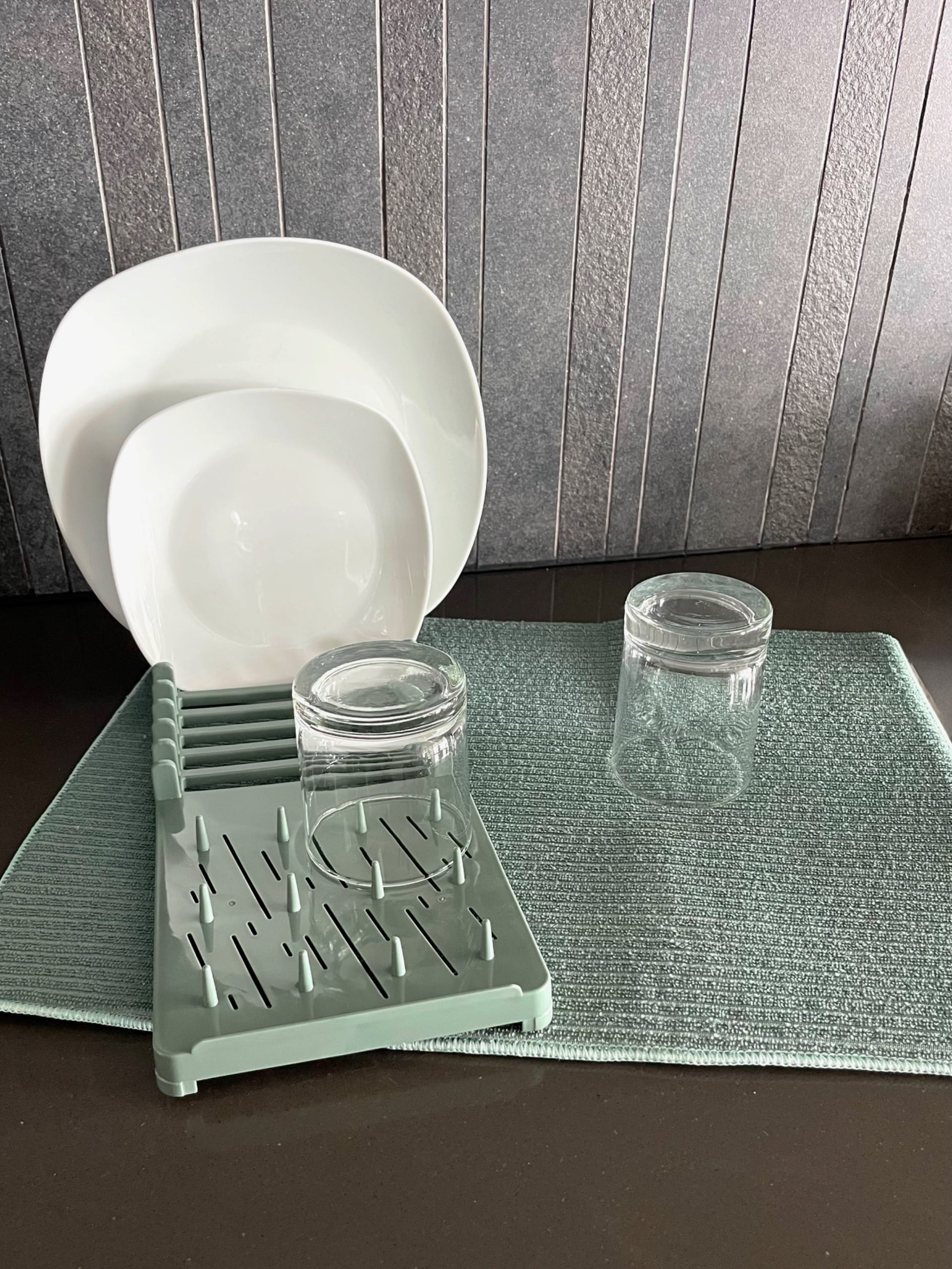 SET ESCURRIDOR + PAÑO SECA PLATOS TURQUESA - 1