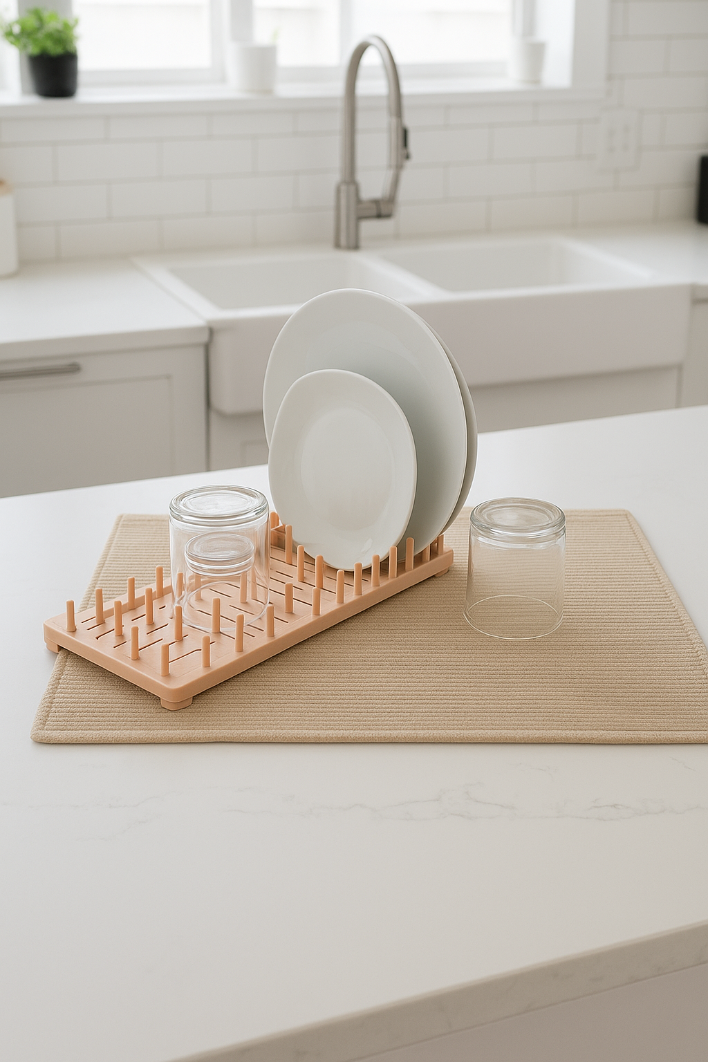 SET ESCURRIDOR + PAÑO SECA PLATOS BEIGE - 2