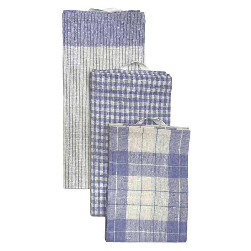 SET DE 3 PAÑOS DE COCINA 100%ALGODON CELESTE - 1