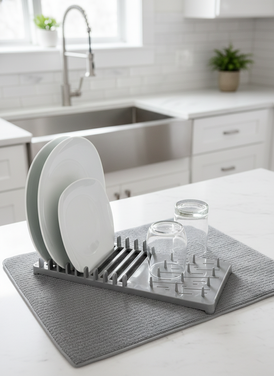 SET ESCURRIDOR + PAÑO SECA PLATOS GRIS - 2