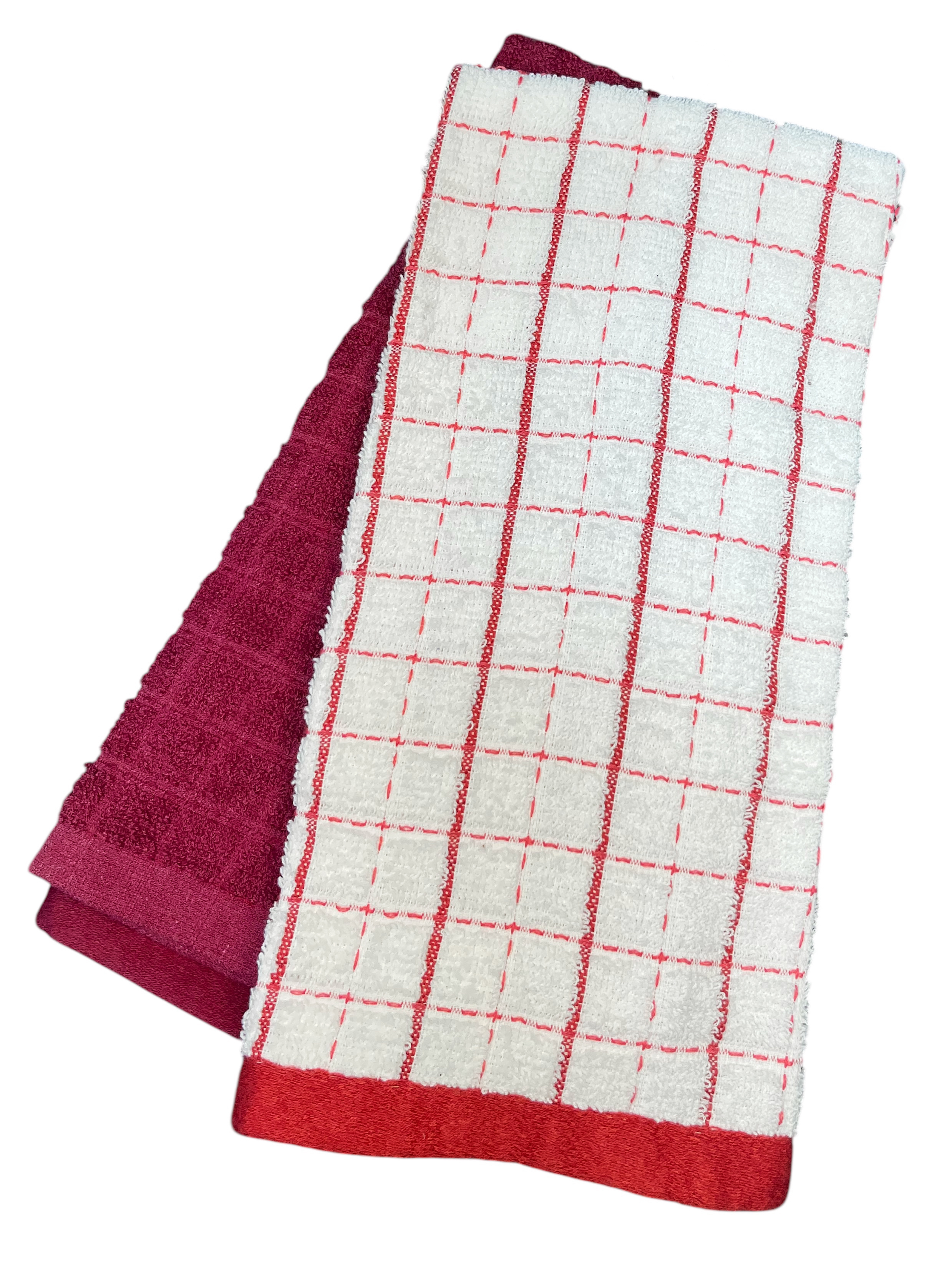 SET DE 2 PAÑOS DE COCINA TEJIDO ROJO - 1