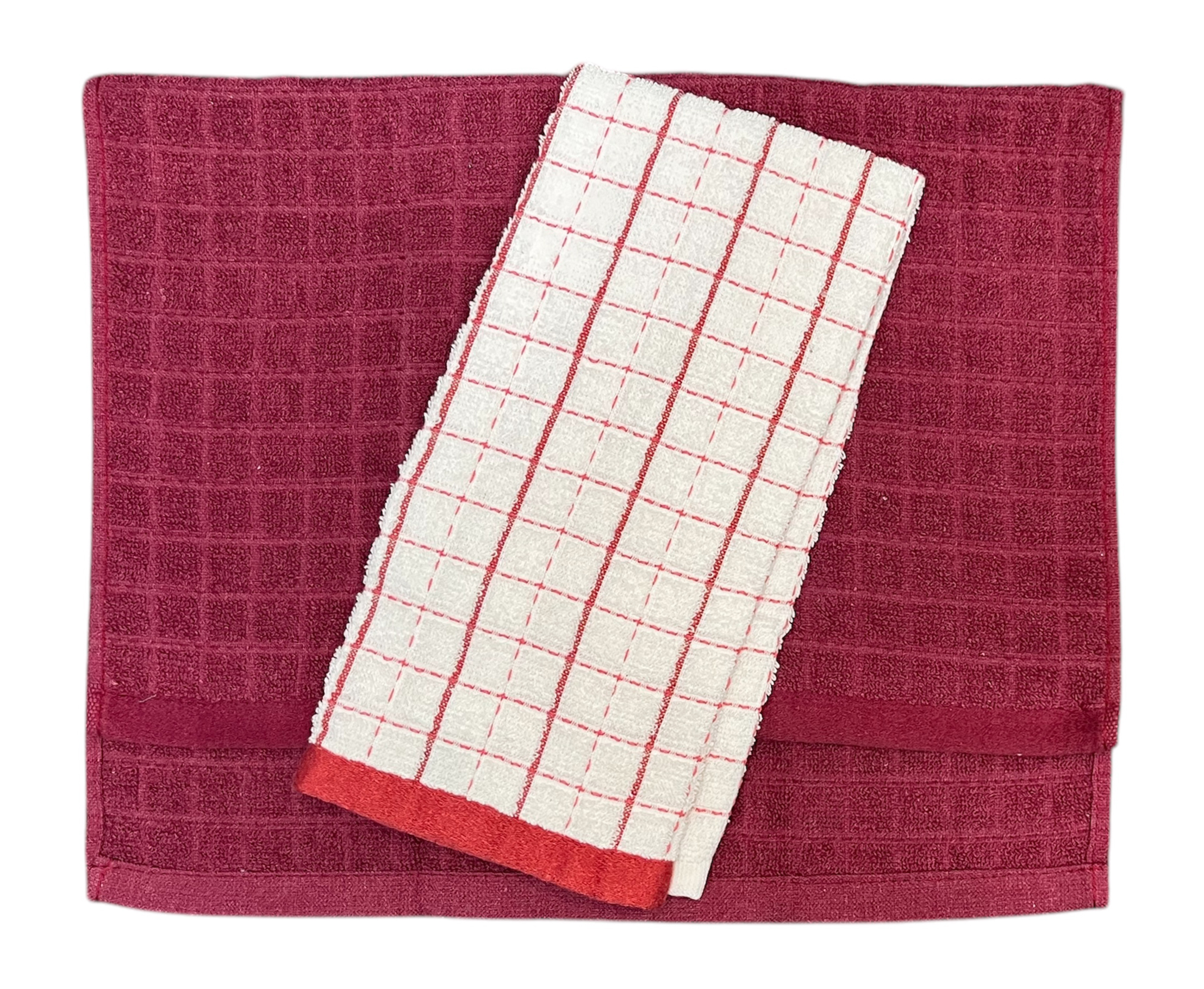 SET DE 2 PAÑOS DE COCINA TEJIDO ROJO - 2