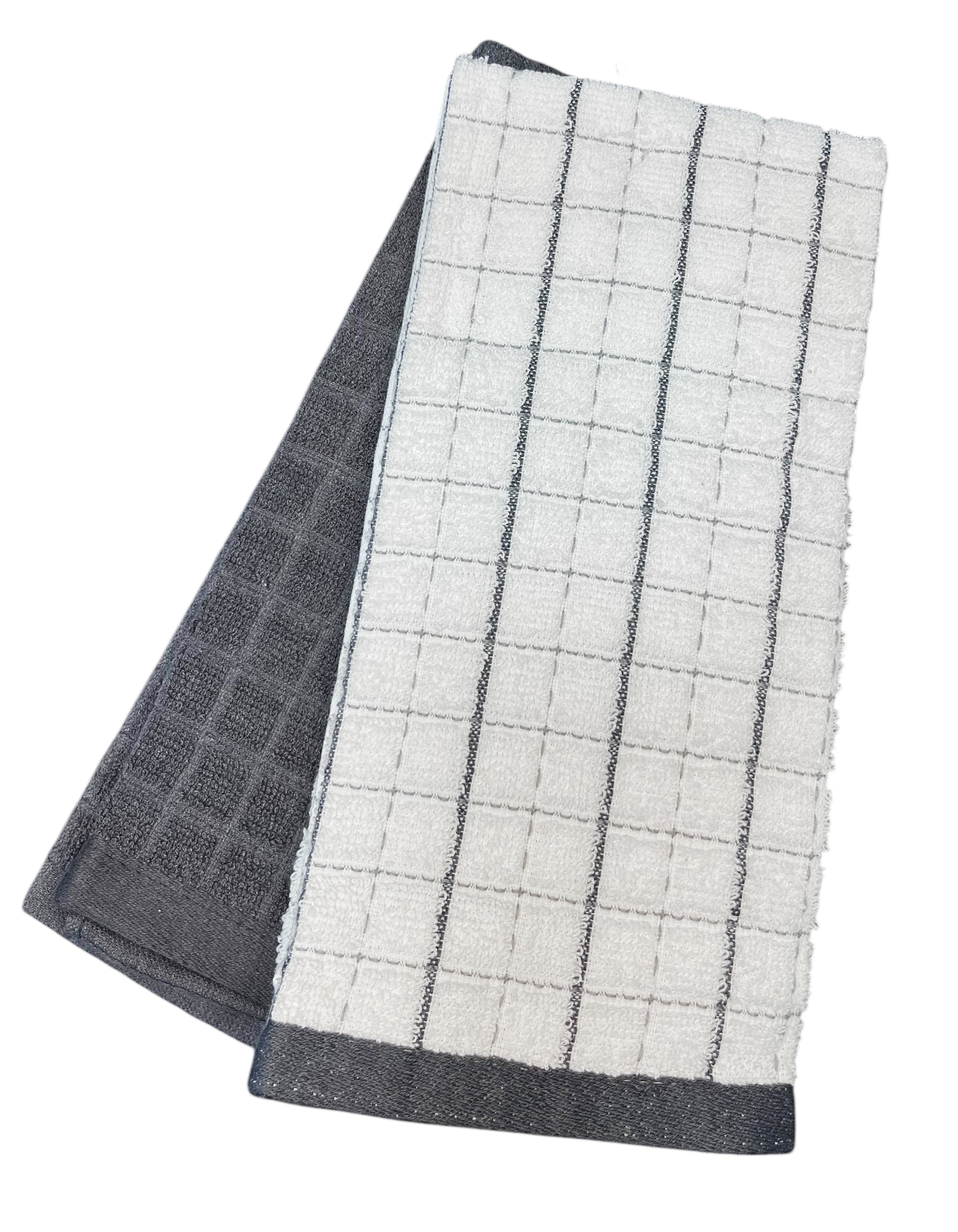 SET DE 2 PAÑOS DE COCINA TEJIDO GRIS - 2