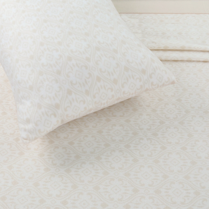 JUEGO SABANAS DE POLAR ESTAMPADAS BEIGE 1 PLAZA - 2