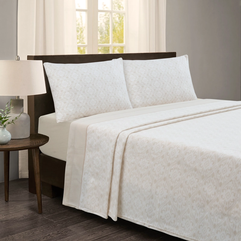 JUEGO SABANAS DE POLAR ESTAMPADAS BEIGE 1 PLAZA - 3