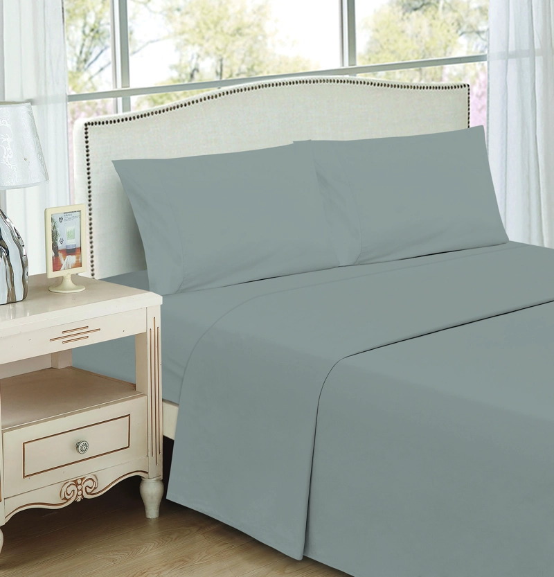 JUEGO DE SABANAS GRIS LISAS 1.5 PLAZAS - 1