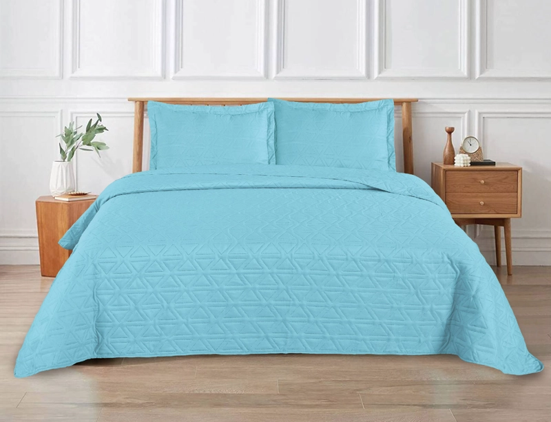 CUBRECAMA LISO CELESTE 1.5 PLAZA - 1