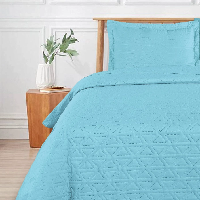 CUBRECAMA LISO CELESTE 1.5 PLAZA - 3
