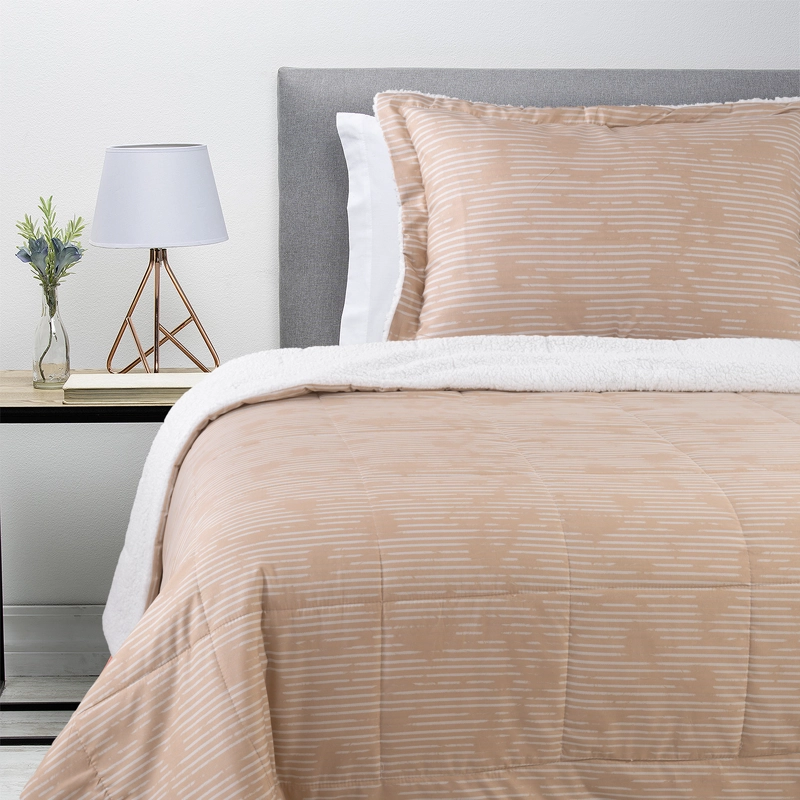 PLUMON ESTAMPADO CON SHERPA 1.5 PLAZA BEIGE - 1