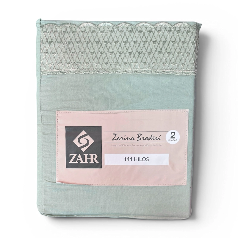 JUEGO DE SABANA BRODERI MENTA 1.5P - 1