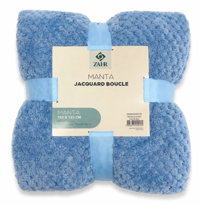MANTA JACQUARD BOUCLE AZUL - 1