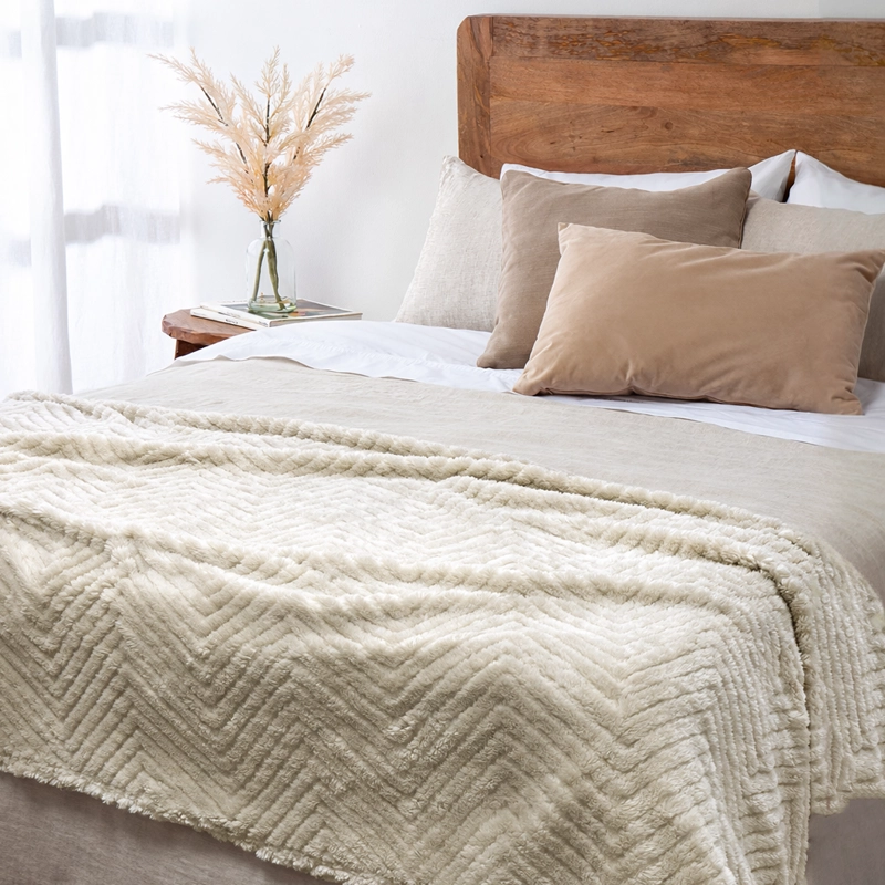 MANTA JACQUARD SHERPA BEIGE - 3