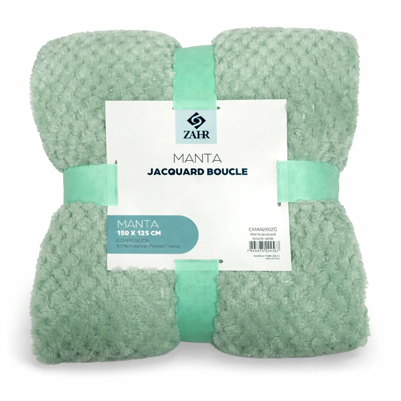 MANTA JACQUARD BOUCLE VERDE - 1