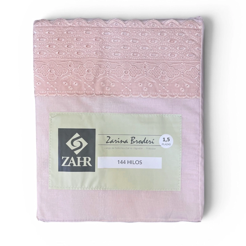 JUEGO DE SABANA BRODERI PALO ROSA 1.5P - 1