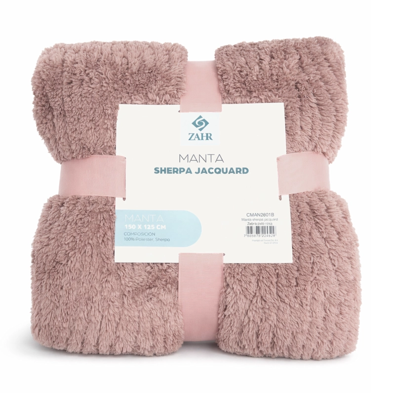 MANTA JACQUARD SHERPA PALO ROSA - 1