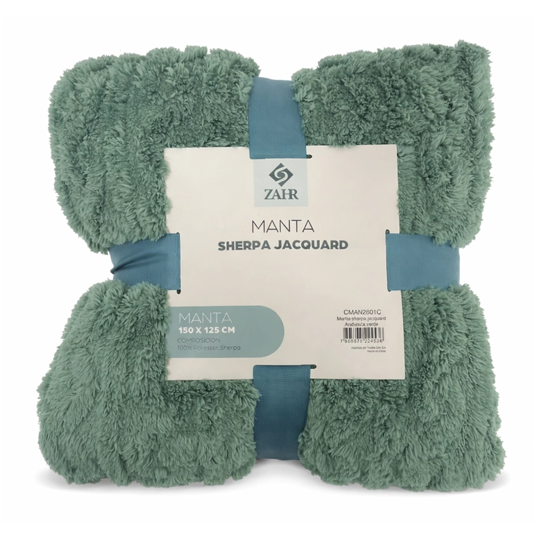 MANTA JACQUARD SHERPA VERDE - 1