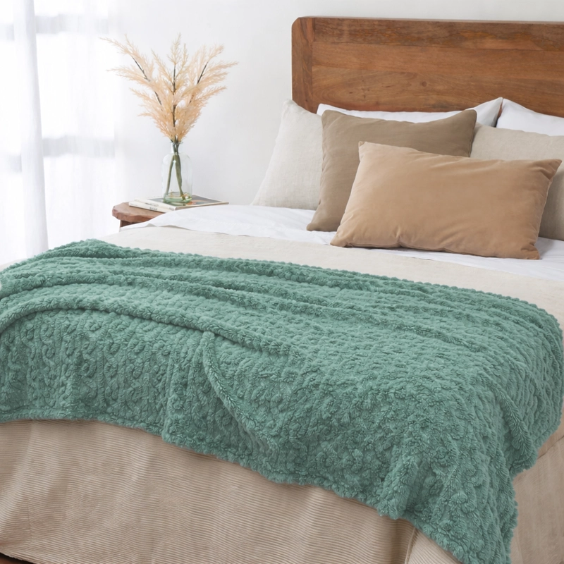 MANTA JACQUARD SHERPA VERDE - 3