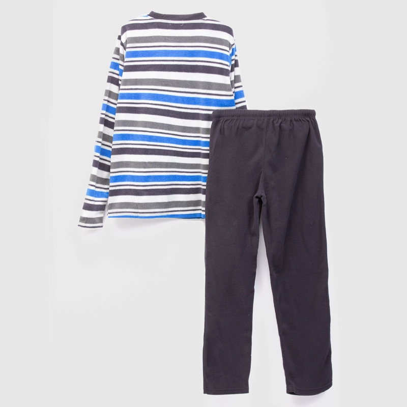 PIJAMA POLAR ESTAMPADO LARGO HOMBRE CELESTE - 2