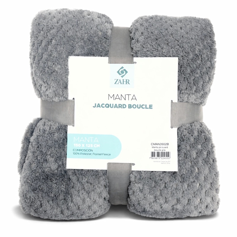 MANTA JACQUARD BOUCLE GRIS - 1
