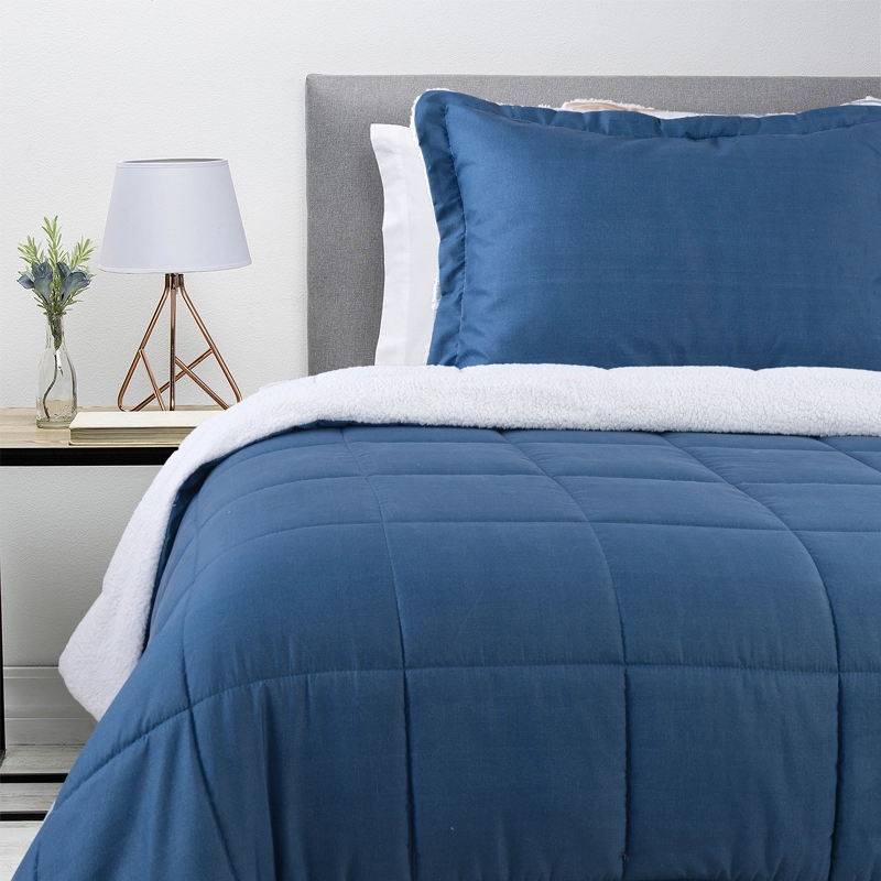 PLUMON ESTAMPADO CON SHERPA 1 PLAZA AZUL - 1