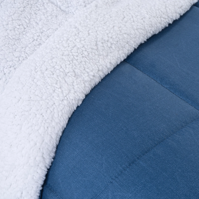 PLUMON ESTAMPADO CON SHERPA 1 PLAZA AZUL - 4