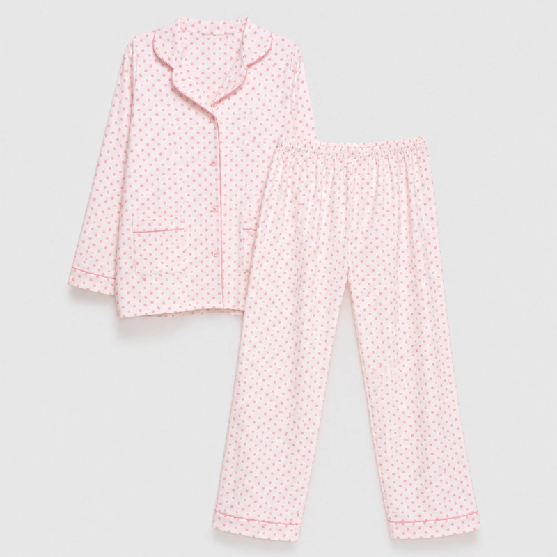PIJAMA FRANELA DOTS  L ROSADO - 1