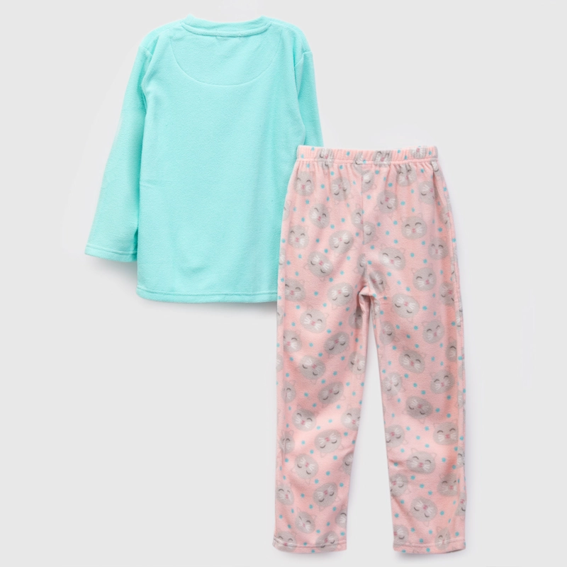 PIJAMA POLAR ESTAMPADO LARGO NIÑA TURQUESA - 2