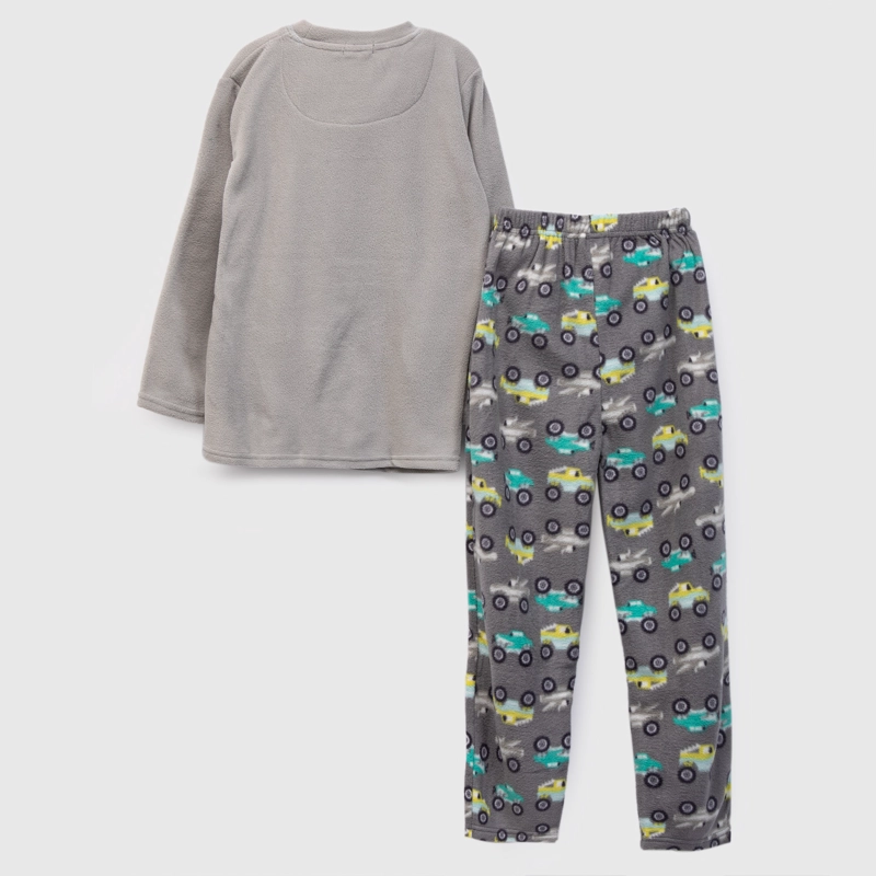 PIJAMA POLAR ESTAMPADO LARGO NIÑO GRIS - 2
