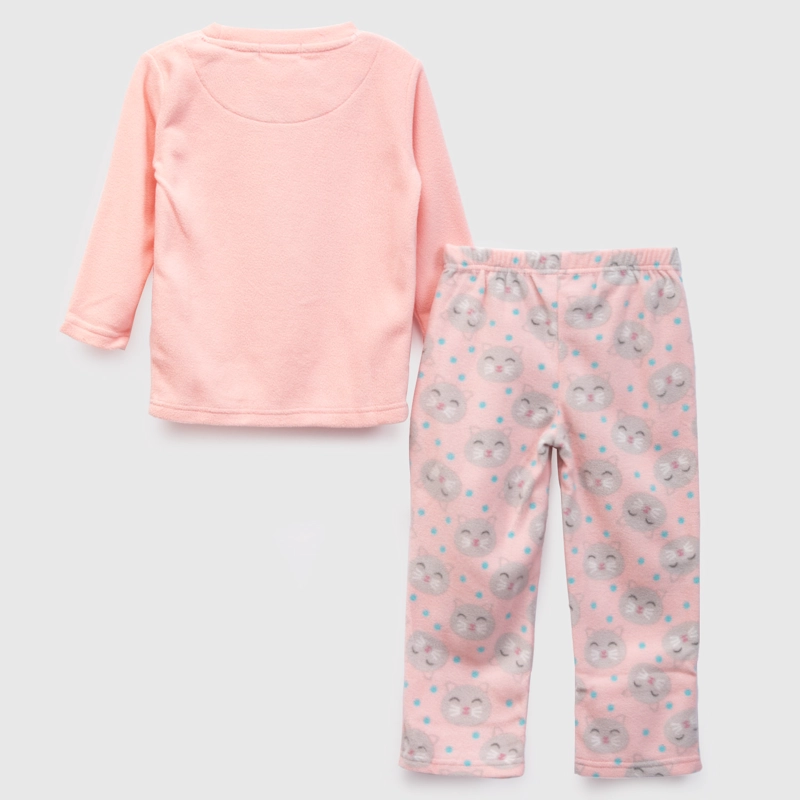 PIJAMA POLAR ESTAMPADO LARGO NIÑA ROSADO - 2