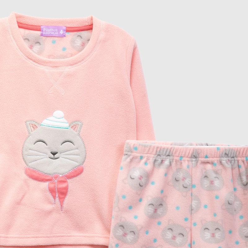 PIJAMA POLAR ESTAMPADO LARGO NIÑA ROSADO - 2