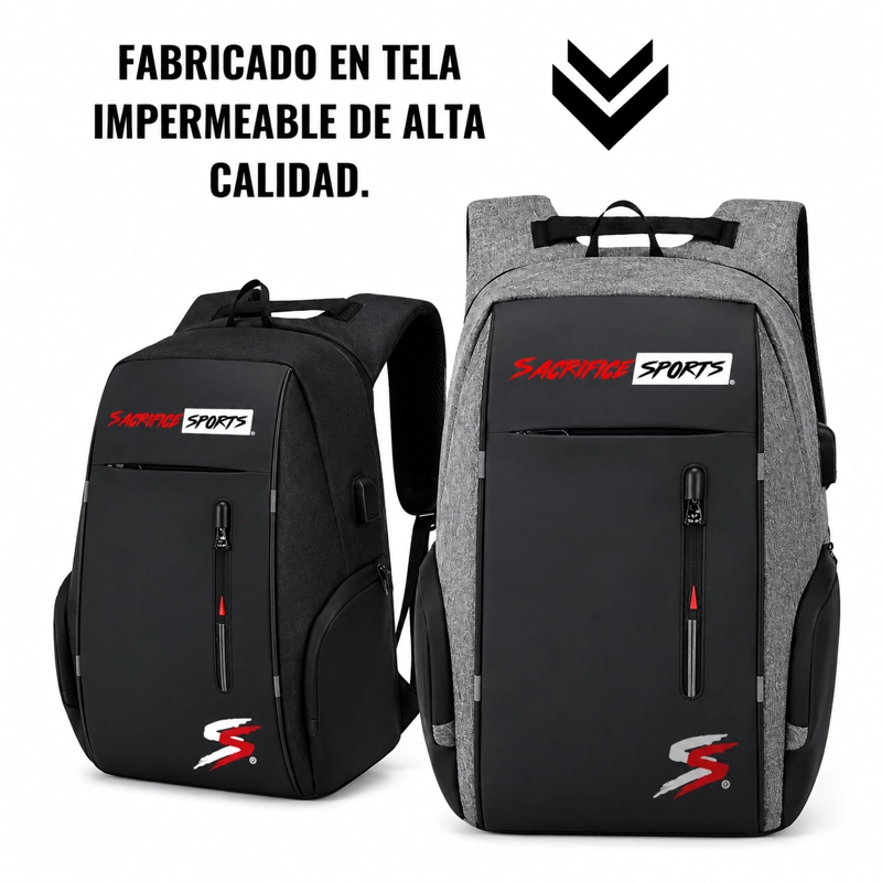 MOCHILA USB PARA VIAJE Y NOTEBOOK ROJA - 4