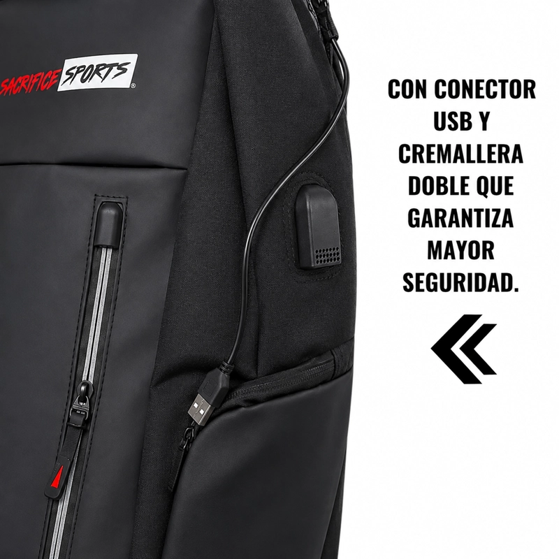 MOCHILA USB PARA VIAJE Y NOTEBOOK ROJA - 5