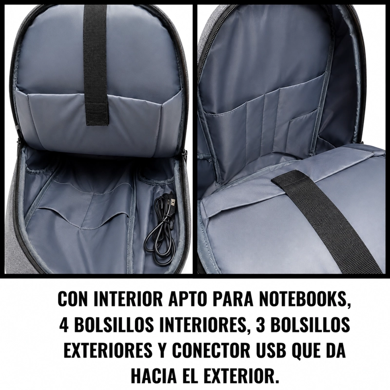MOCHILA USB PARA VIAJE Y NOTEBOOK ROJA - 6