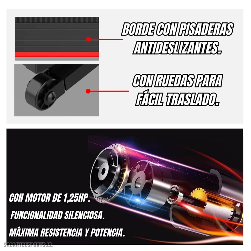 TROTADORA CAMINADORA ELÉCTRICA X1 10 KG/H SACRIFICE SPORTS NEGRA - 4