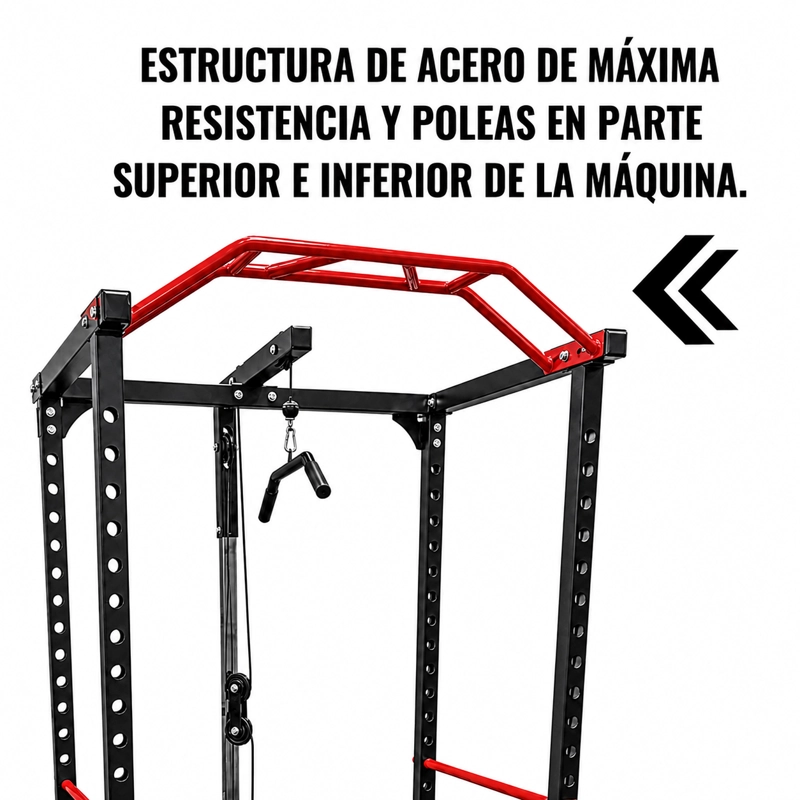 JAULA MULTIFUNCIONAL HOME GYM YLY017 CON SISTEMA DE POLEAS Y BARRA DE DOMINADAS SACRIFICE SPORTS - 3