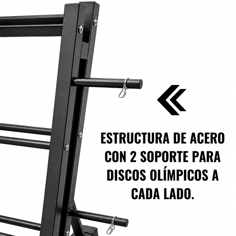 RACK PARA MANCUERNAS 3 NIVELES CON APOYO PARA BARRAS - 5