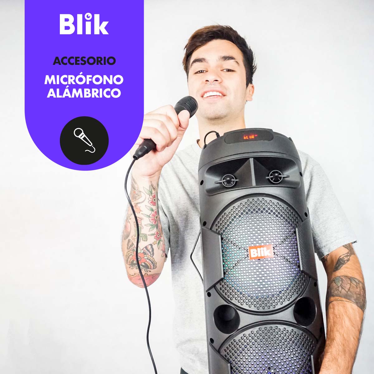 PARLANTE BLUETOOTH KARAOKE CON MICROFONO BLIK SCREAMER3 - 4