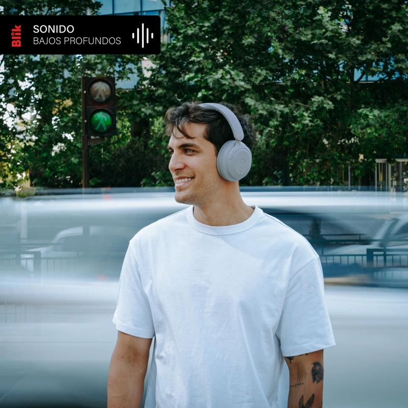 AUDIFONOS BLUETOOTH BLIK SOUL900 GRIS CANCELACION DE RUIDO - 4