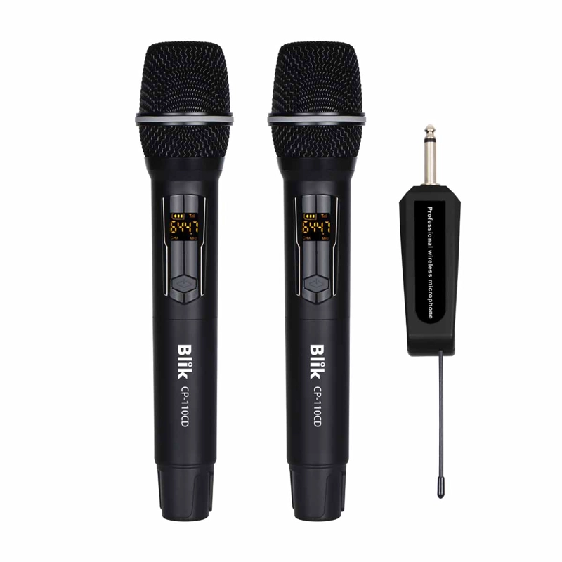 PAR DE MICROFONOS INALAMBRICOS CON RECEPTOR KARAOKE BLIK - 1